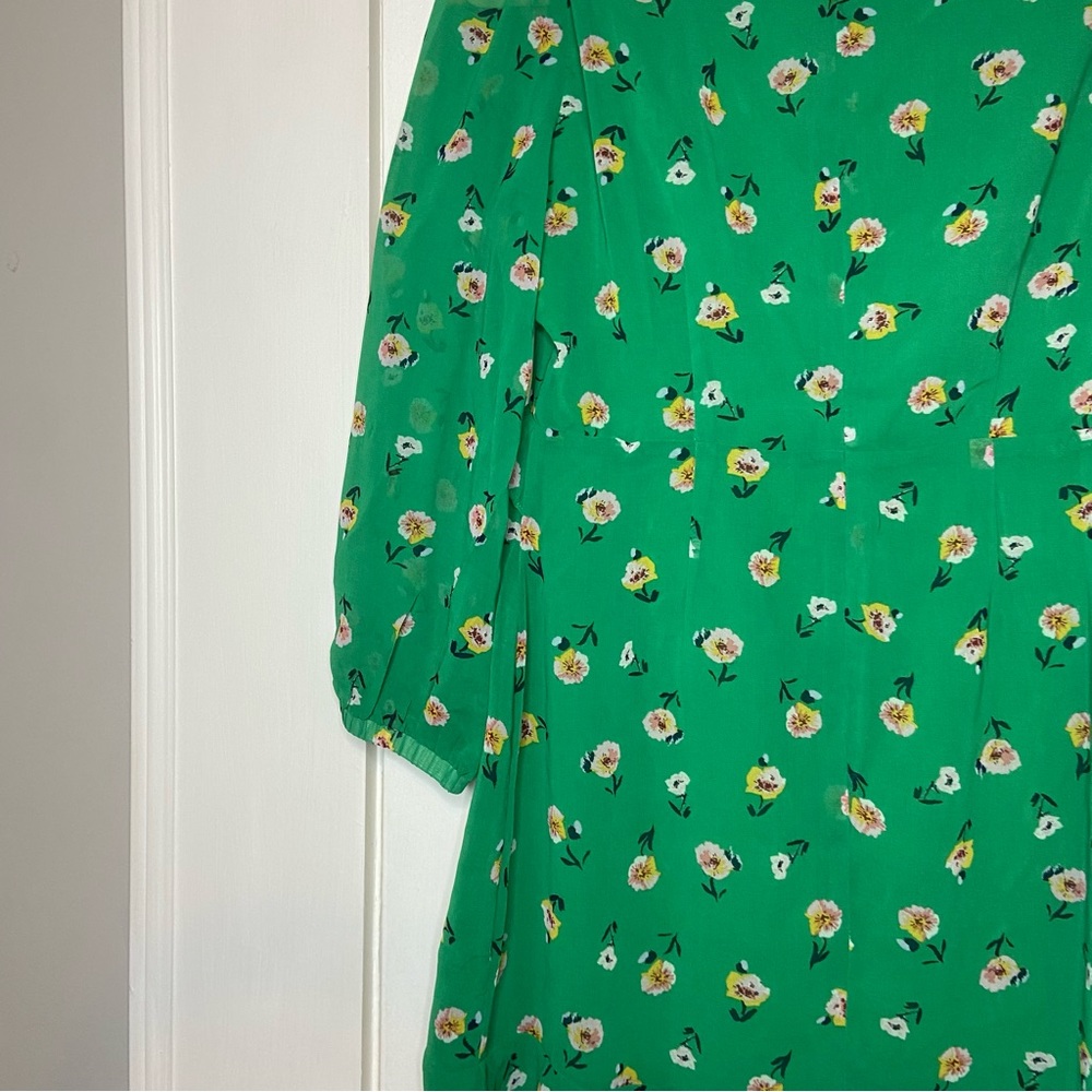 Lulu’s Field of Vision Green Floral Print Long Sleeve Mini Dress Feminine Medium - Picture 9 of 16